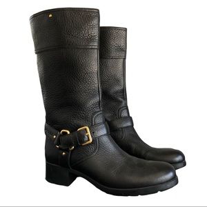 Excellent PRADA black leather mid-calf boots, size 38